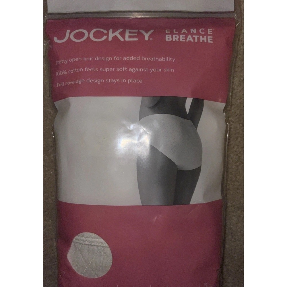 3 JOCKEY CLASSICS WOMEN'S HIPSTERS PANTIES WHITE ELANCE BREATHE COTTON SIZE 9 - Picture 2 of 7